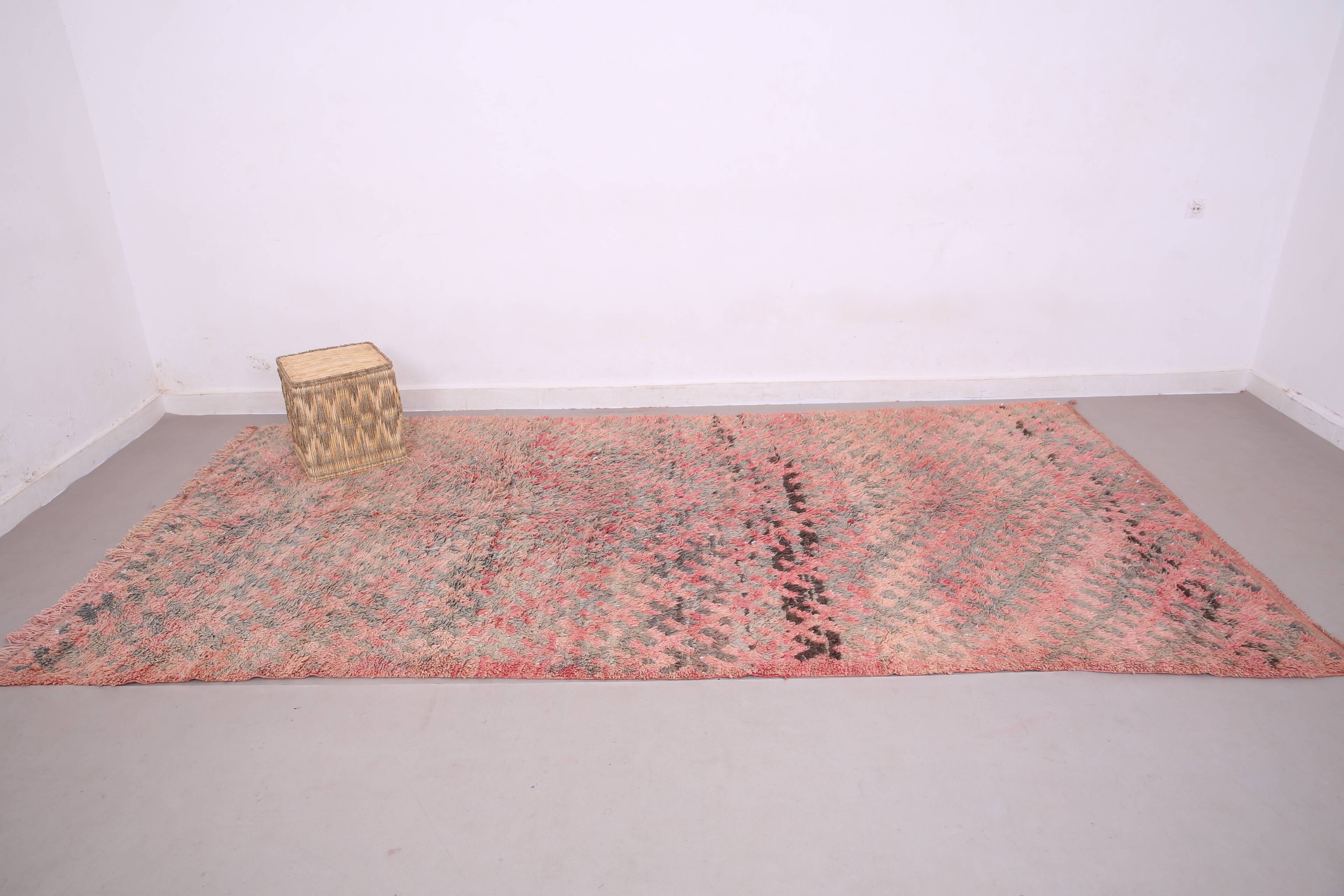 Pink Vintage Moroccan Rug 180 x 360 - Berber Wool Rug - Handmade Rug Boho