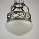 Ceiling lamp, hand-forged hammered iron with glass shade, early 20th century, Sweden