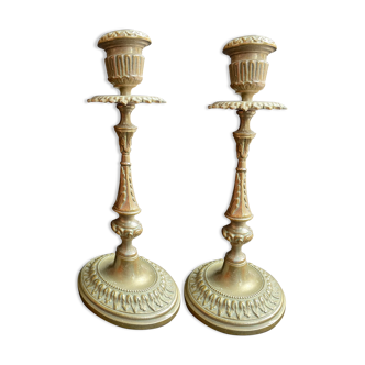 Candlesticks (2) - Louis XVI style - Gilded bronze