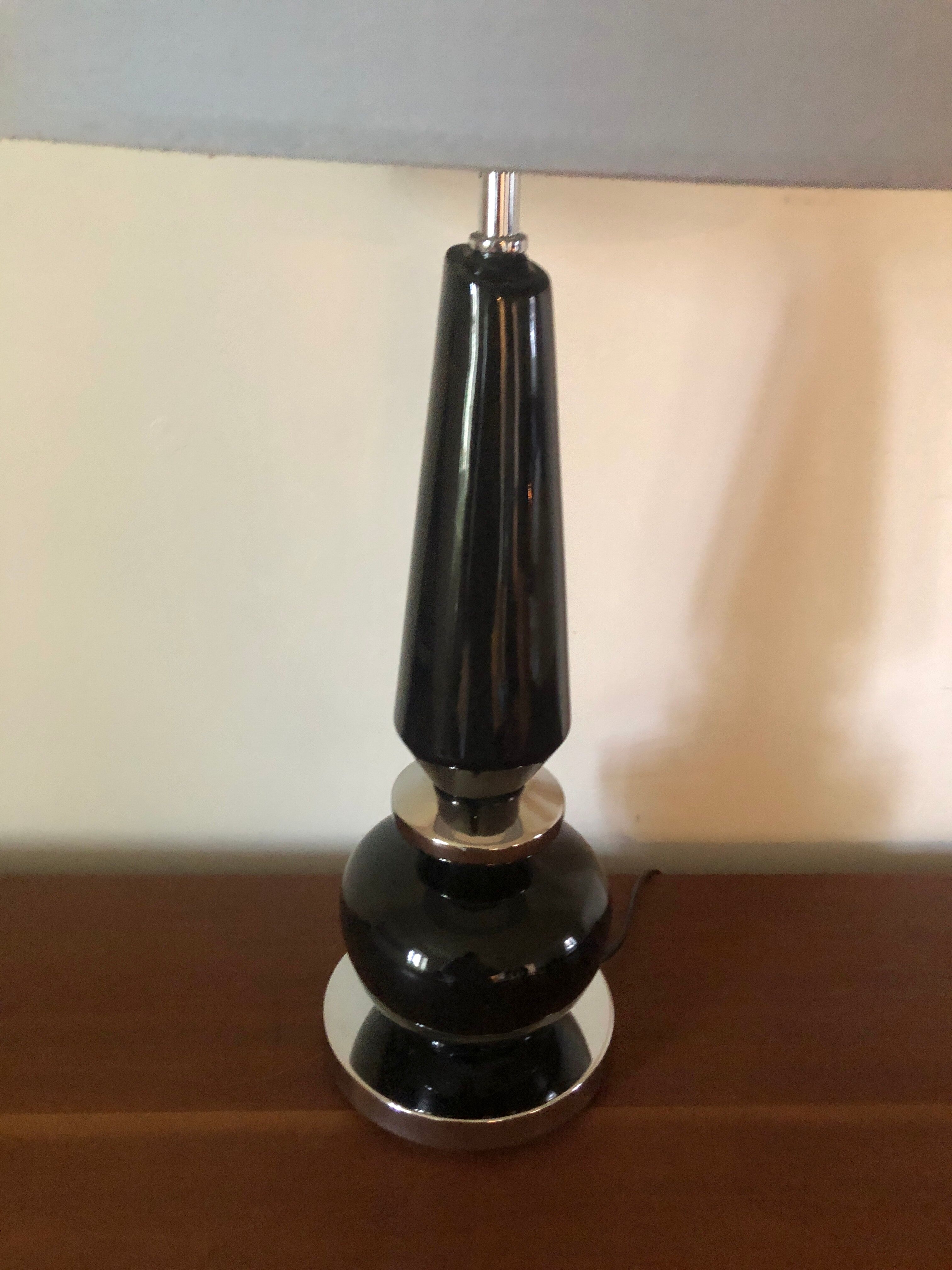 Lamp 1970 black glass and chromed metal