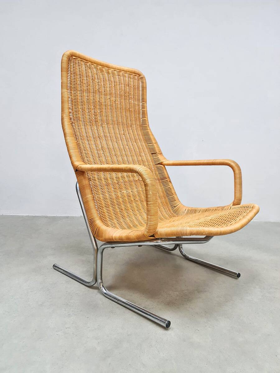 Vintage wicker lounge chair by Dutch designer Dirk van Sliedregt