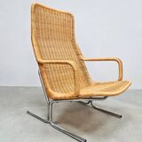 Vintage wicker lounge chair by Dutch designer Dirk van Sliedregt