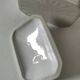 Small white porcelain terrine Geneviève Lethu – graphic relief