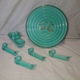 Tablemat, salt shaker and 5 knife holders set