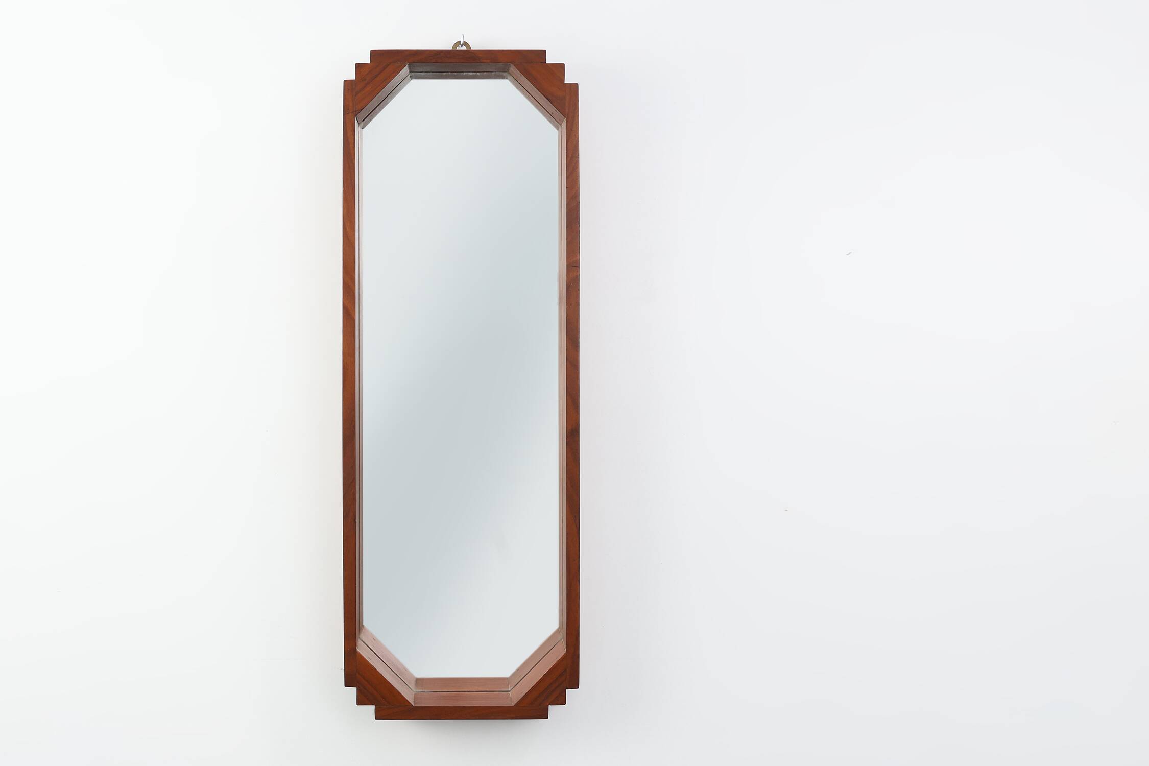 Geometric octagonal wooden Art Deco mirror, Italy ca. 1925