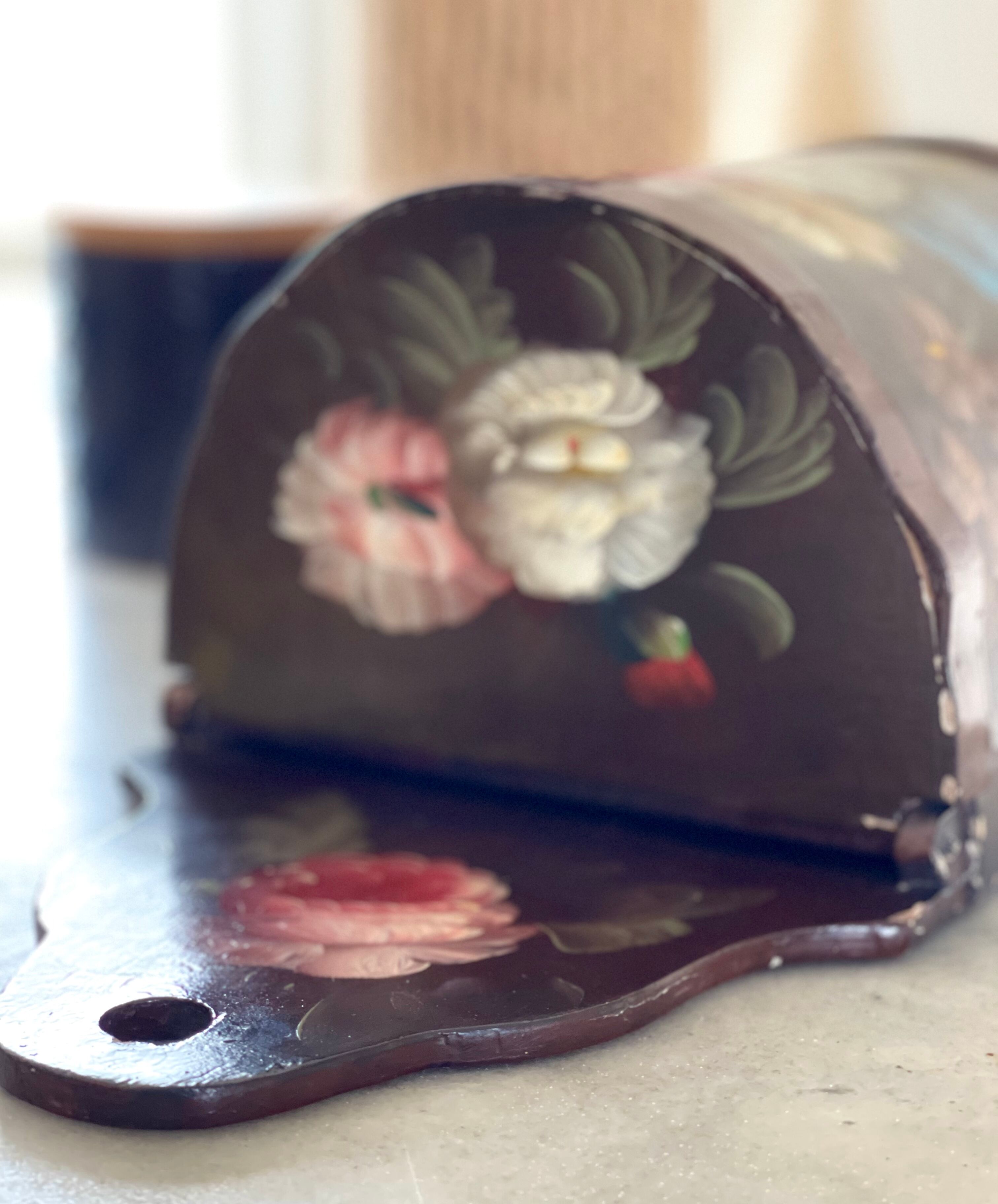 Old painted wooden box