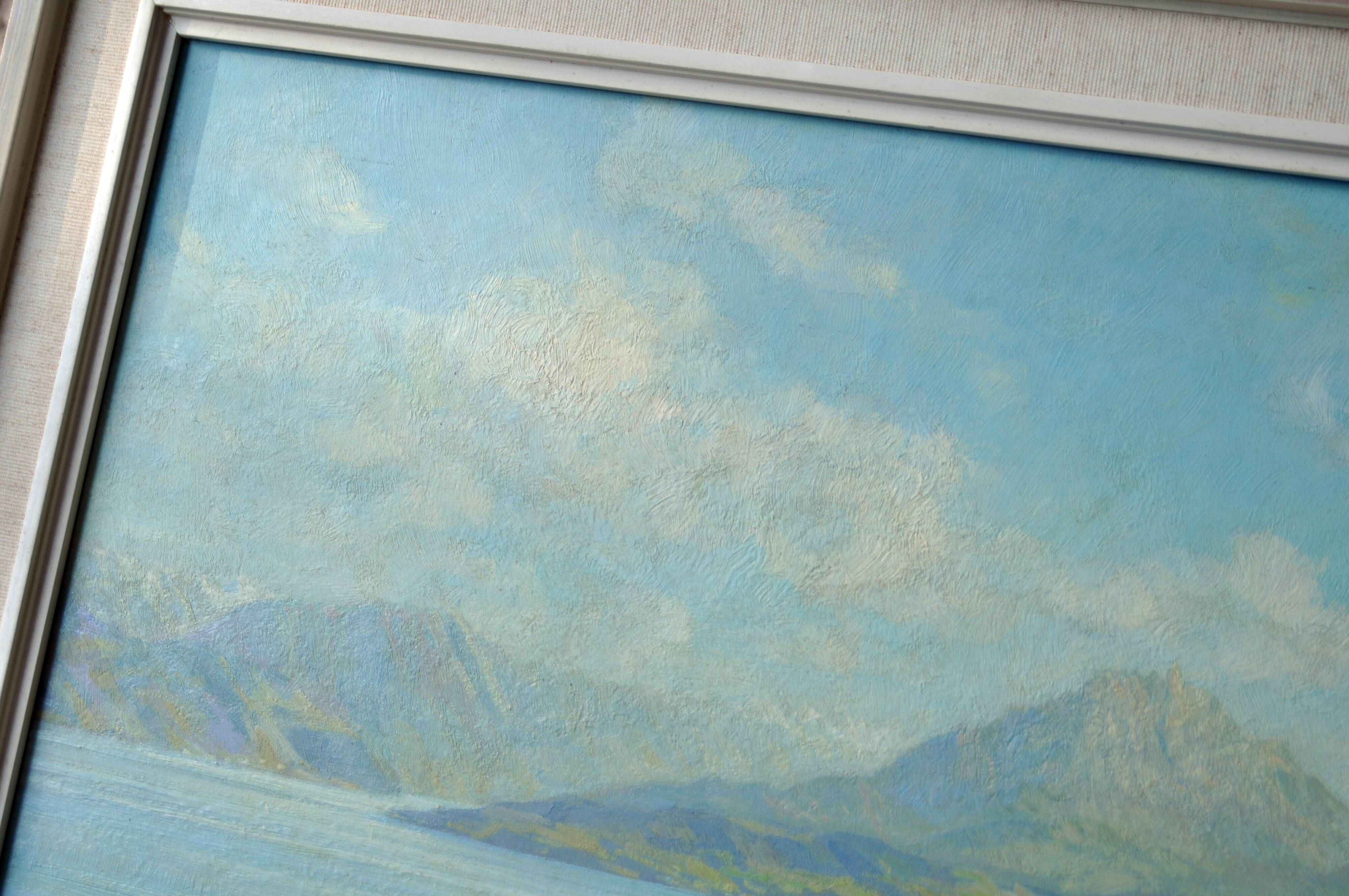 Tableau, peinture a l huile lac du salagou