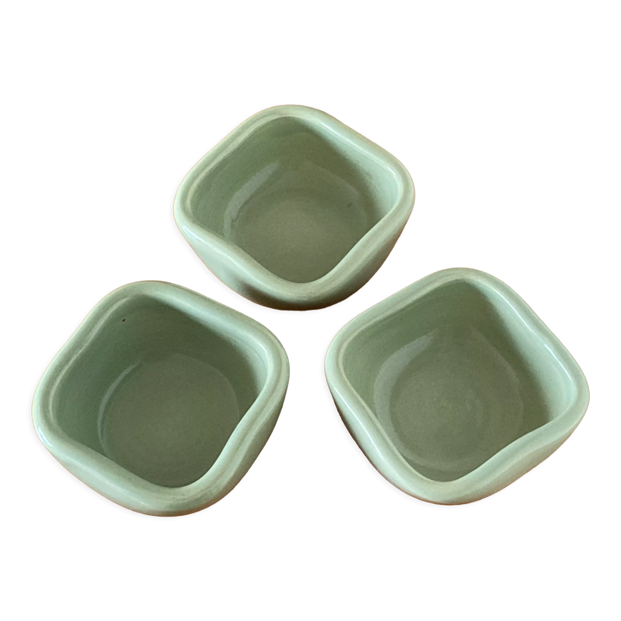 3 bowls 50s celadon Keramos