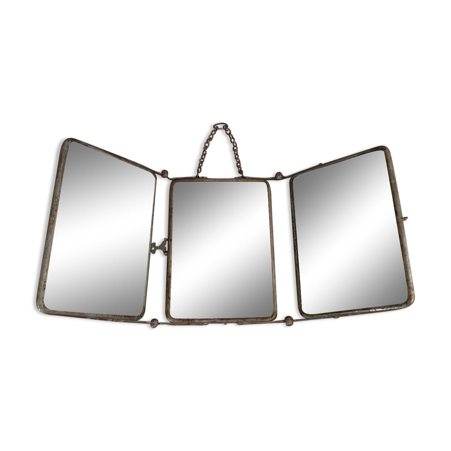 Old triptych barber mirror