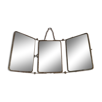 Old triptych barber mirror