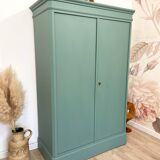 Antique solid pine wardrobe, reimagined in Celadon Green.