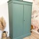 Antique solid pine wardrobe, reimagined in Celadon Green.