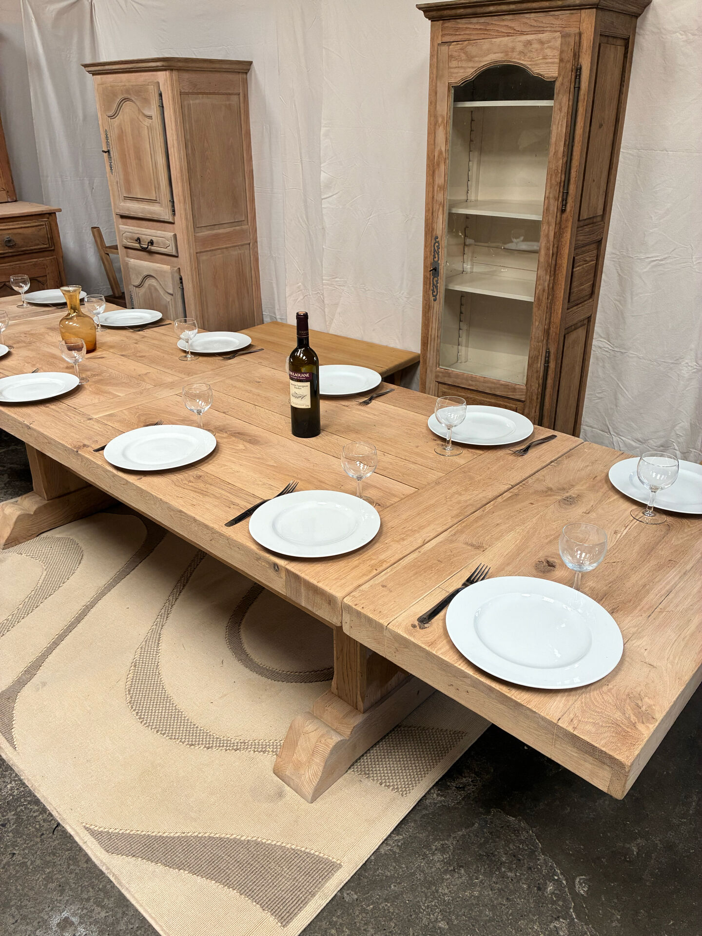 Monastery table in solid oak with extensions.