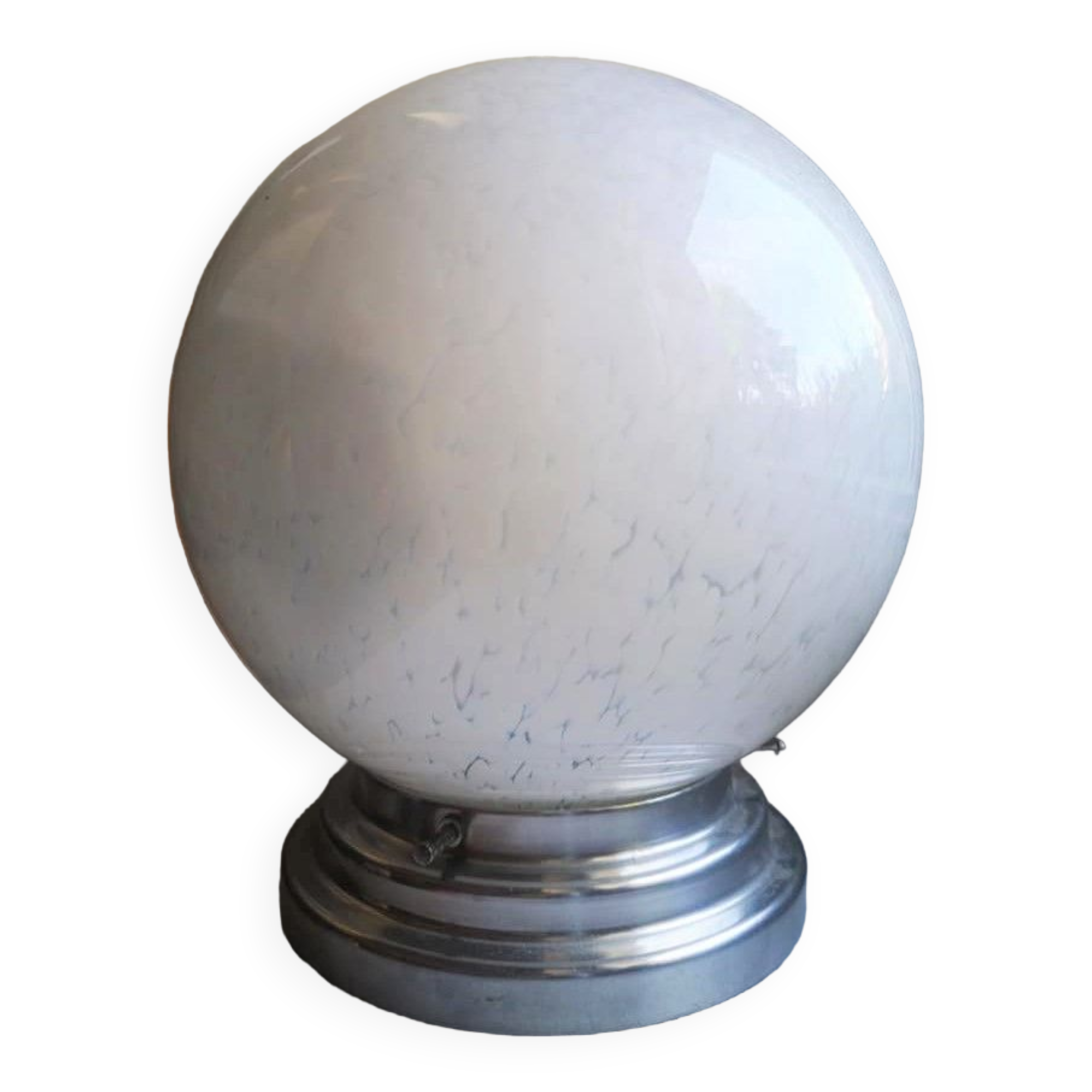 Ceiling light globe ball lampshade white opaline Clichy speckled
