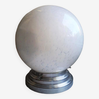 Ceiling light globe ball lampshade white opaline Clichy speckled