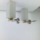 Pair of 1950s wall lights in brass and opaline tulips, Lunel Arlus