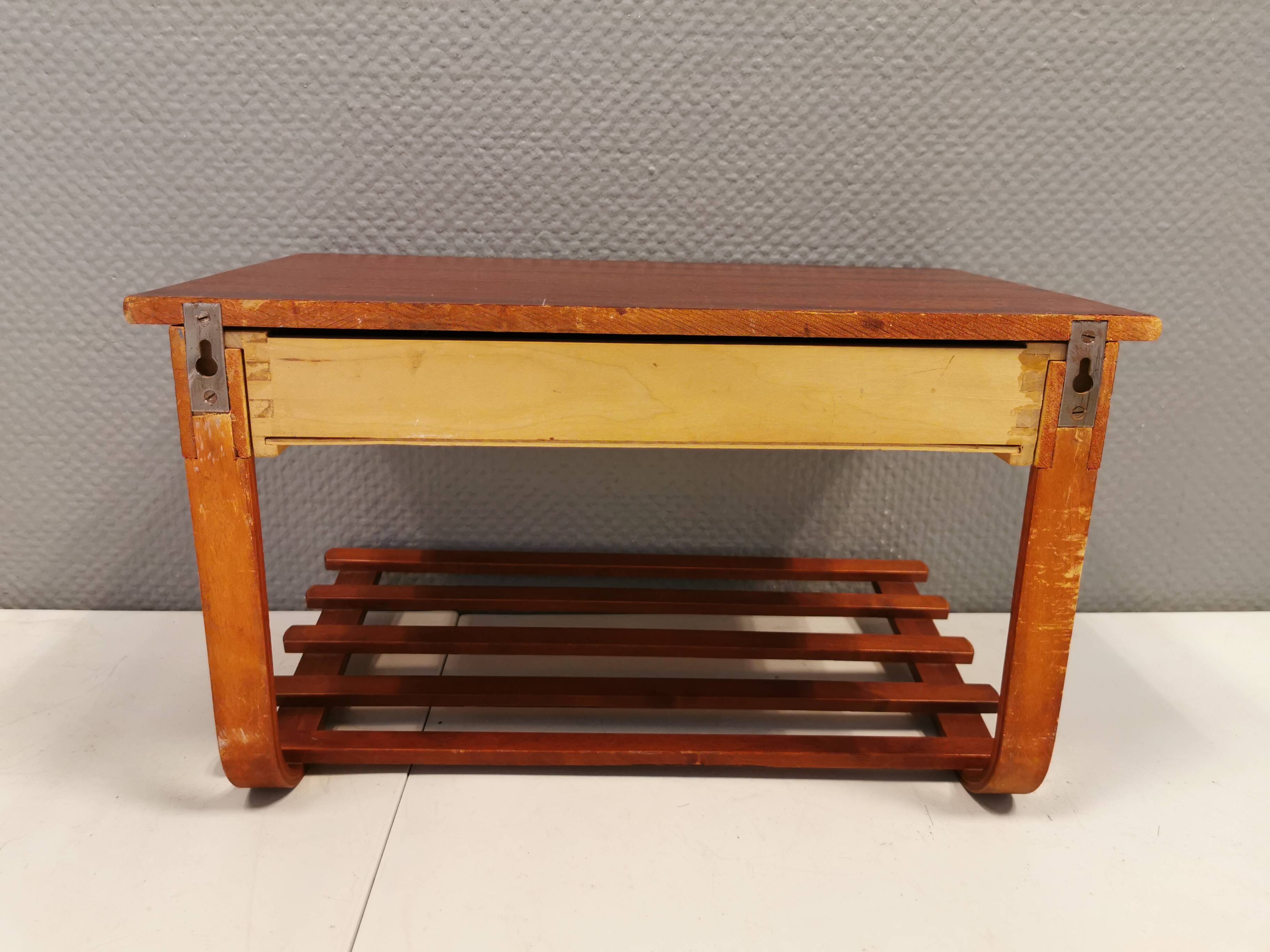 Small wall-mounted furniture, with top, drawer and botto, danish 1970s