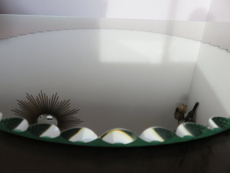Mirror round bevelled art deco 4050s 30cm