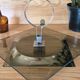 Space age 1970 vintage rotating cheese platter smoked glass chrome