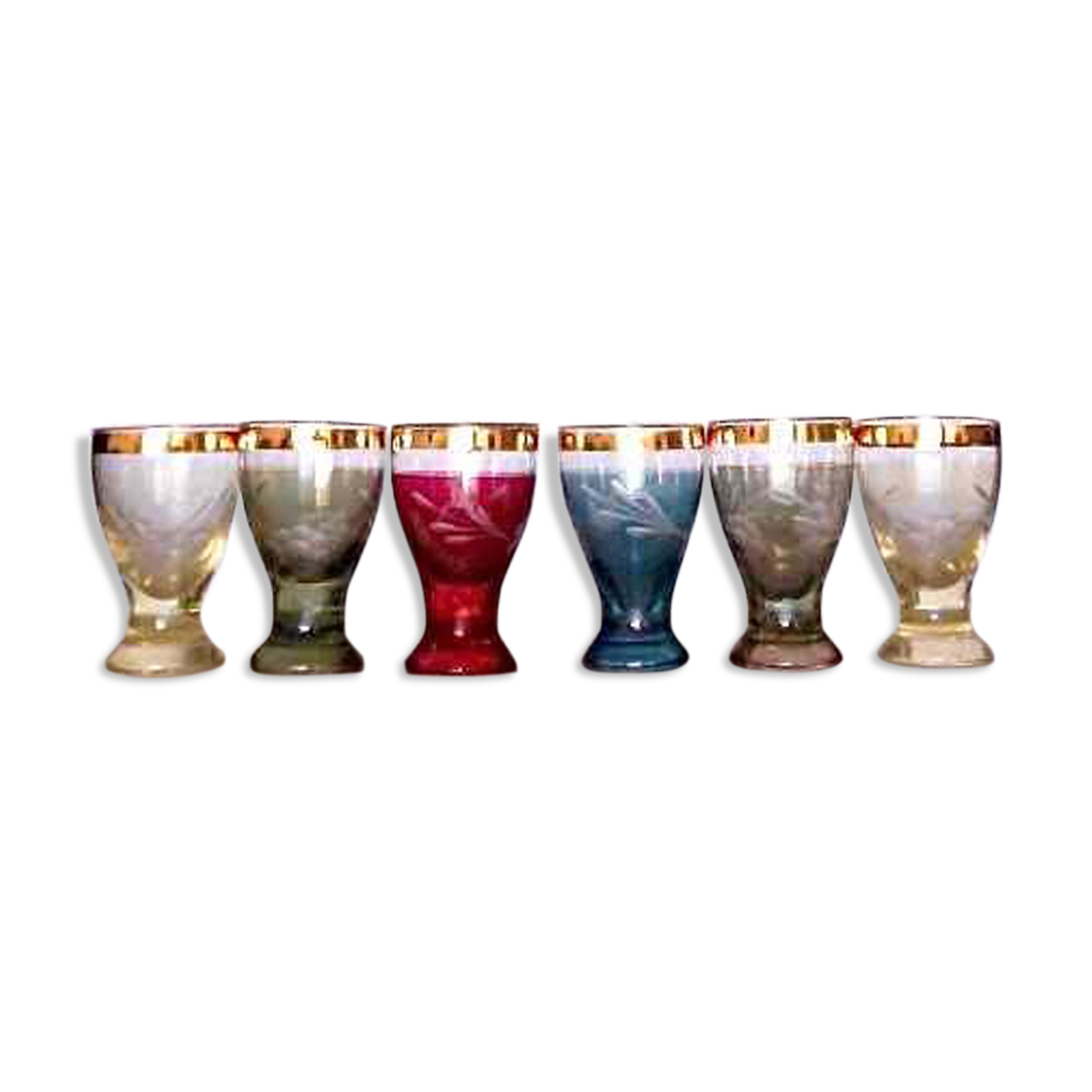 Set 6 petits verres cristal coloré