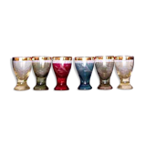 Set 6 small colored crystal glasses
