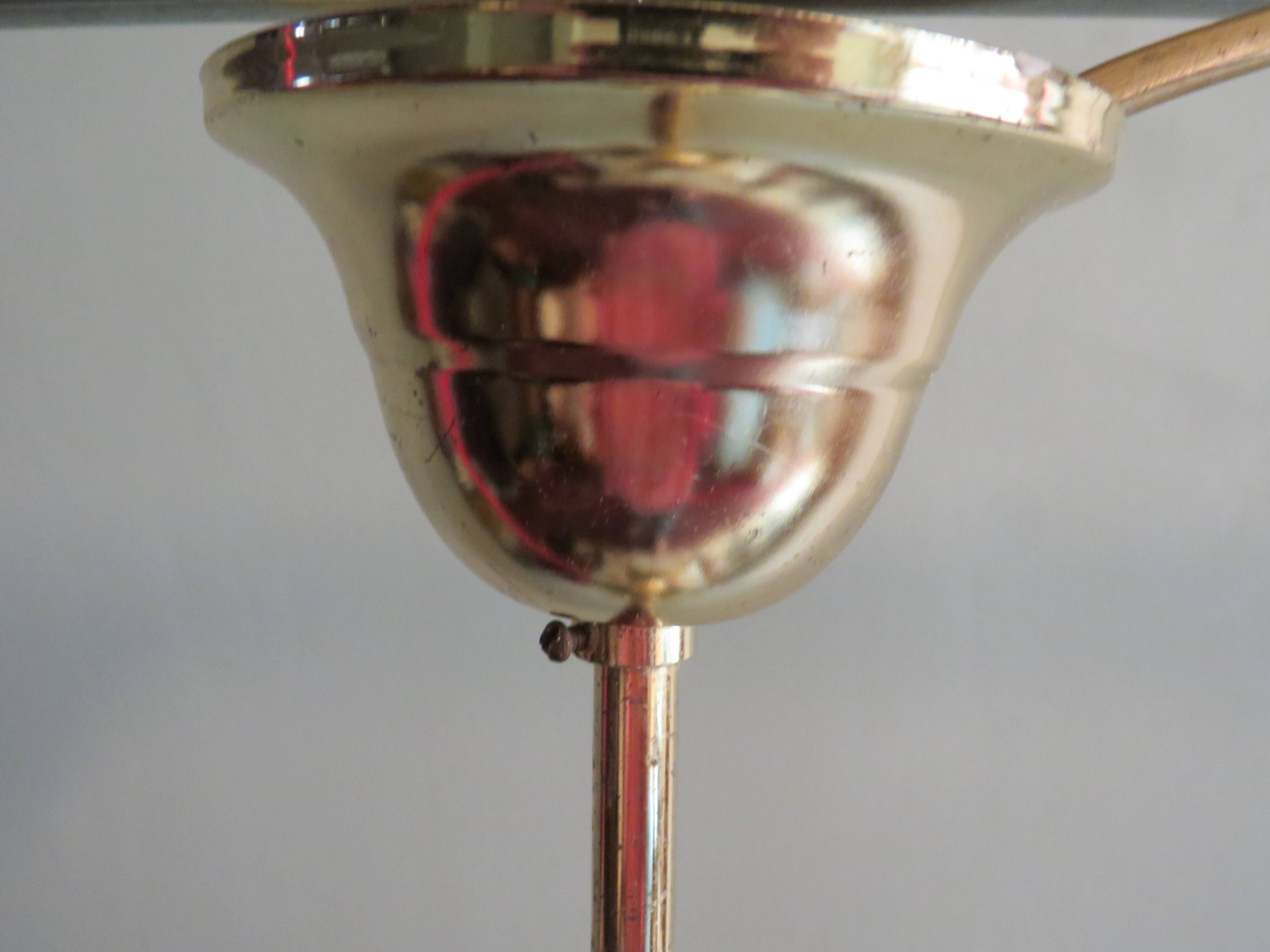 Gold metal pendant lamp and Murano glass panels by Eglo Leuchten Austria 1970