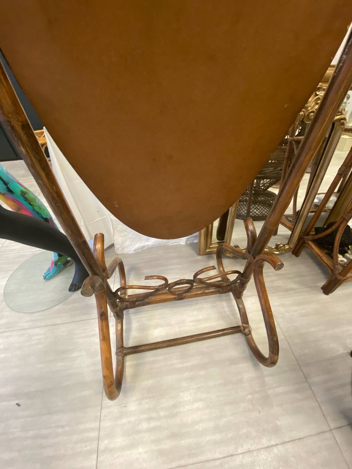 Rattan psyche mirror