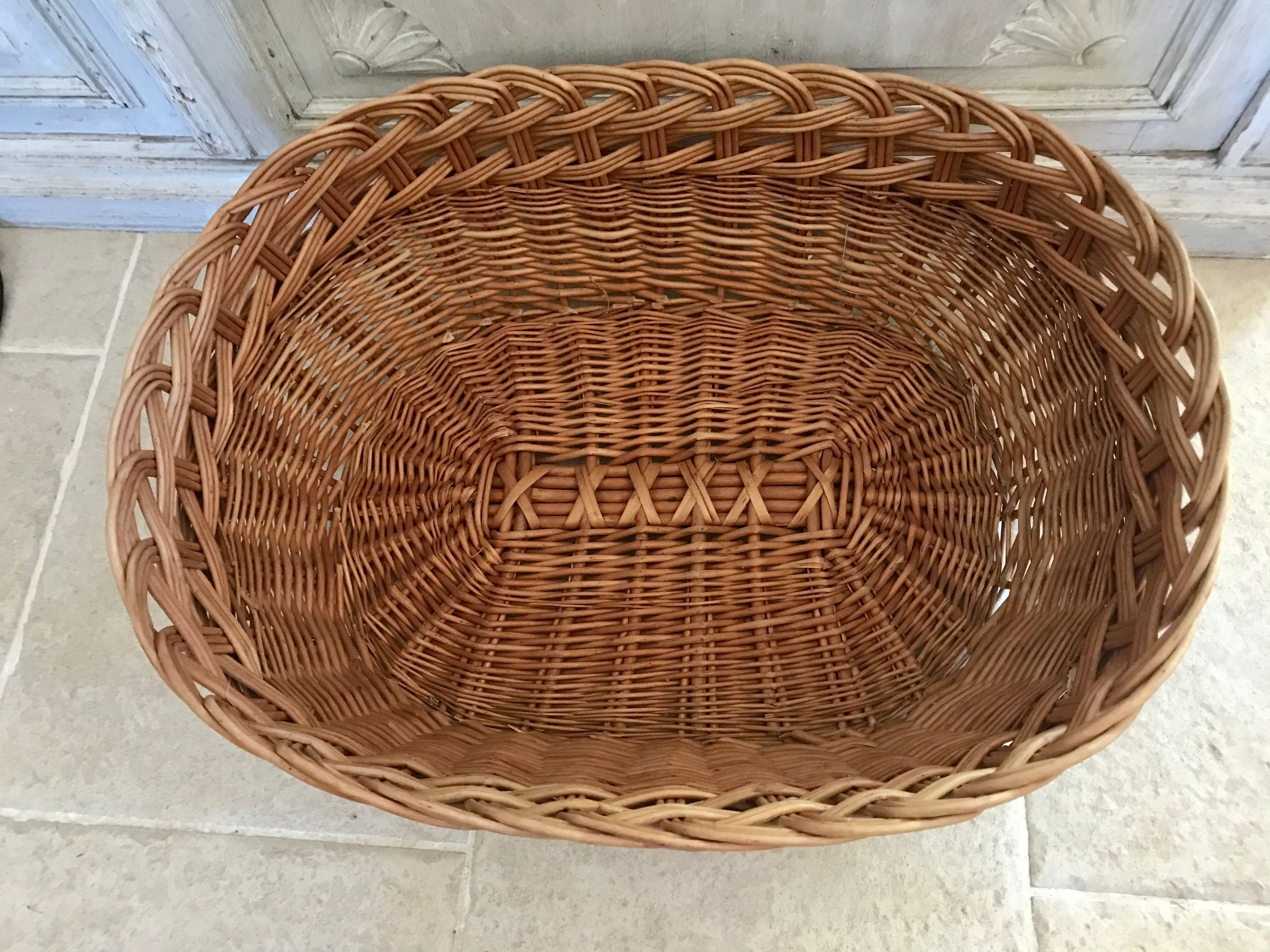 Oval woven wicker basket 52 cm