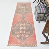 2x8 Soft Pastel Red Turkish Vintage Runner Rug, 78x246Cm FREE SHIPPING