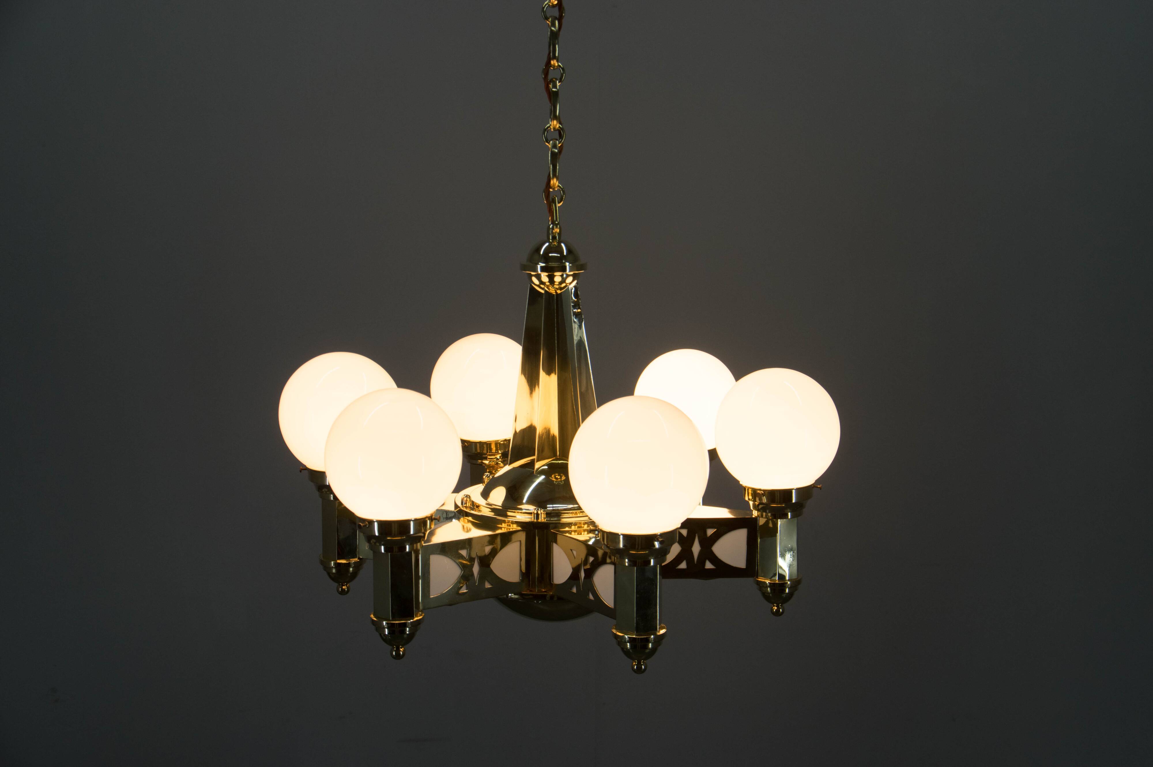 Rare Art Nouveau Chandelier by Emil Kralik for Vulkania, 1920s