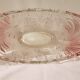 Oval bowl in crystal and frosted glass, pink and frosted.