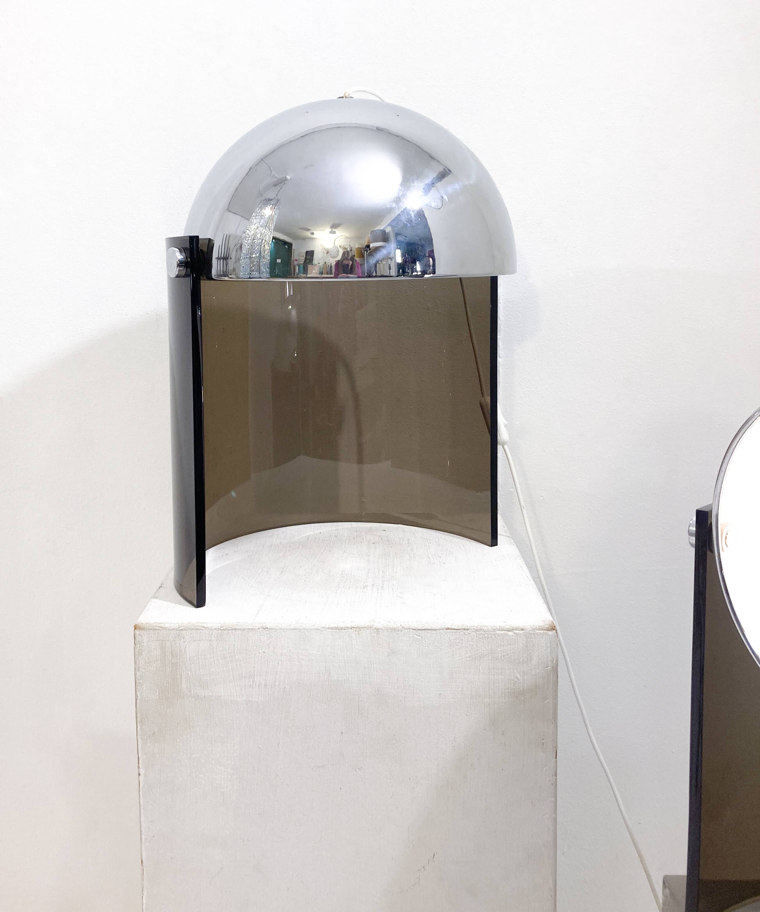 Mid-Century Modern Pair of Chrome and Plexiglass, 1970s