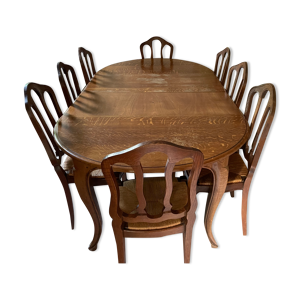 Table en bois 10 personnes et chaises