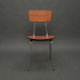 6 caramel-colored formica chairs, vintage wood, 50s