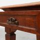 Art Deco carved oak Desk or Table with copper details, Belgium 1920s