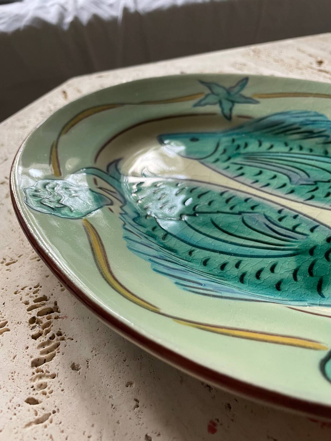 Vintage ceramic fish dish signed