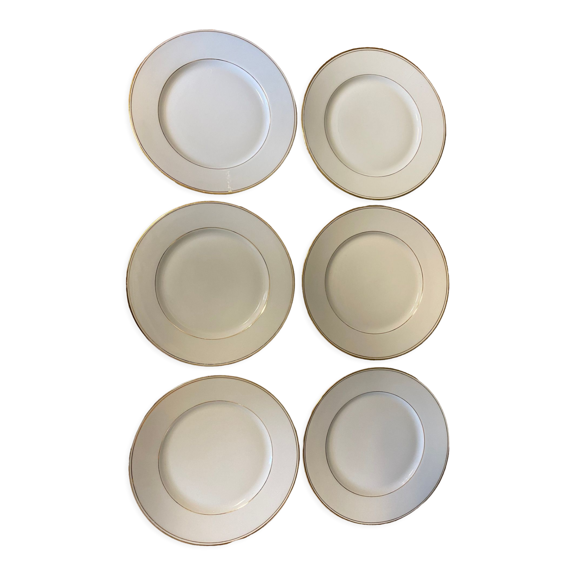 6 assiettes plates porcelaine de Limoges Salmon & Co