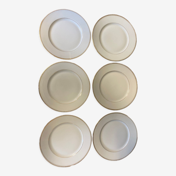 6 assiettes plates porcelaine de Limoges Salmon & Co
