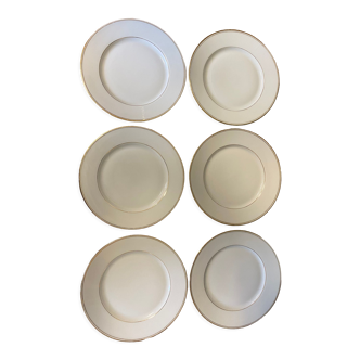 6 flat porcelain plates from Limoges Salmon & Co