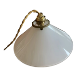 Ancienne suspension vintage en opaline blanche