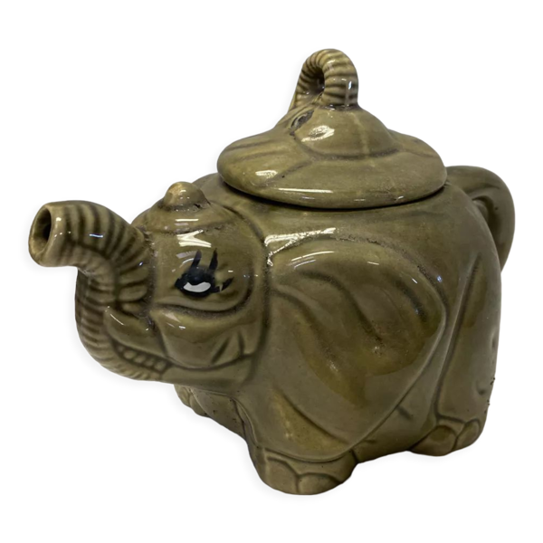 Théière éléphant en céramique grise