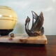 Art deco table lamp 1920/1940, marble, opaline, regulated swan