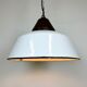 Industrial White Enamel and Cast Iron Pendant Light, 1960s