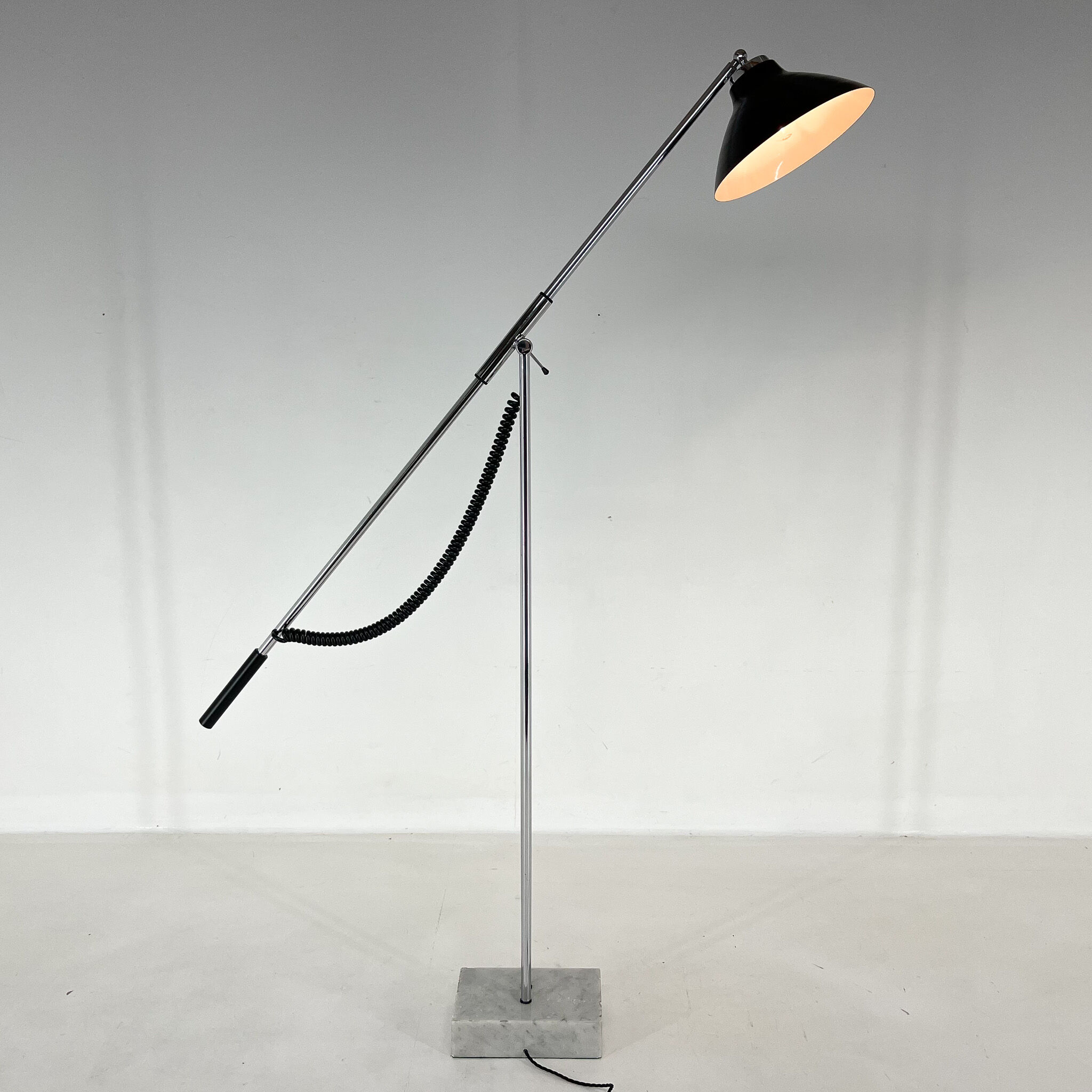 1960's italian adjustable chrome & marble floor lamp
