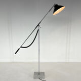 1960's italian adjustable chrome & marble floor lamp