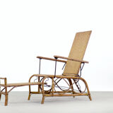 Bauhaus rattan armchair with ottoman by Erich Dieckmann, 1930s