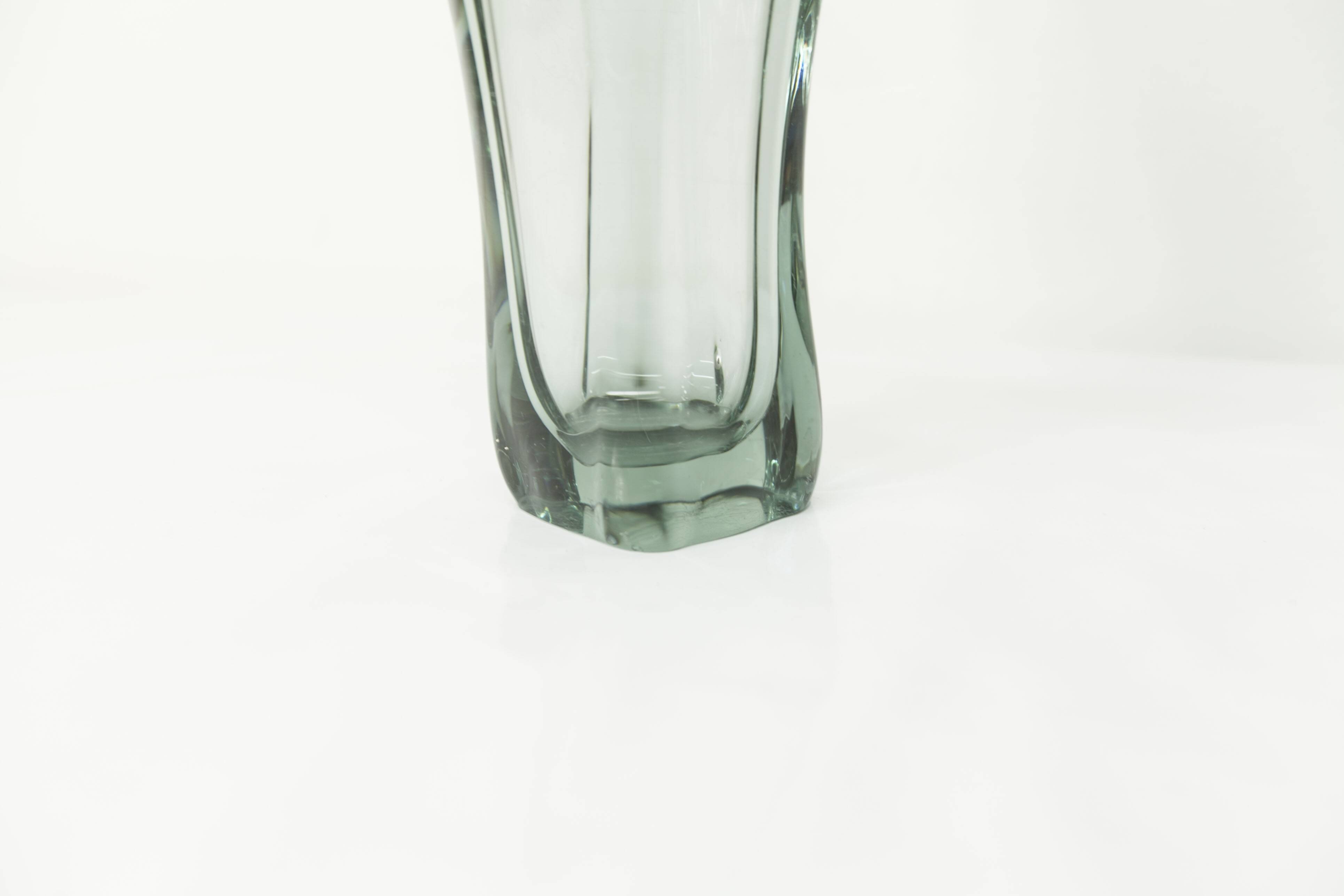 Transparent green Murano glass vase 1960