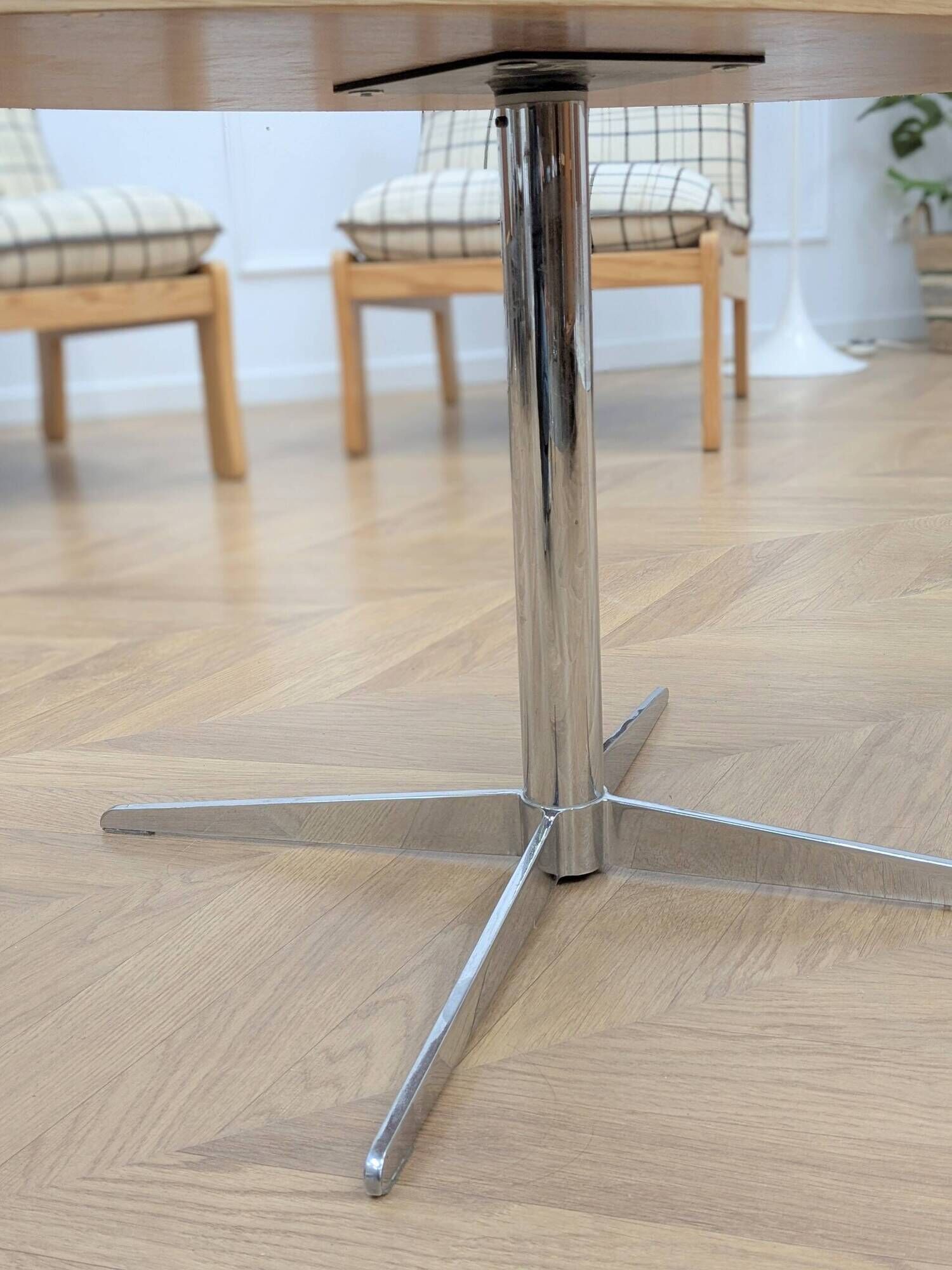 Retro coffee table with a metal base, 1970s.