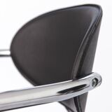 Effezeta chair, tubular chrome structure and black faux leather, made in Italy.