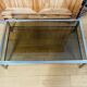 1970s coffee table in brushed metal, brass and smoked glass by Willy R